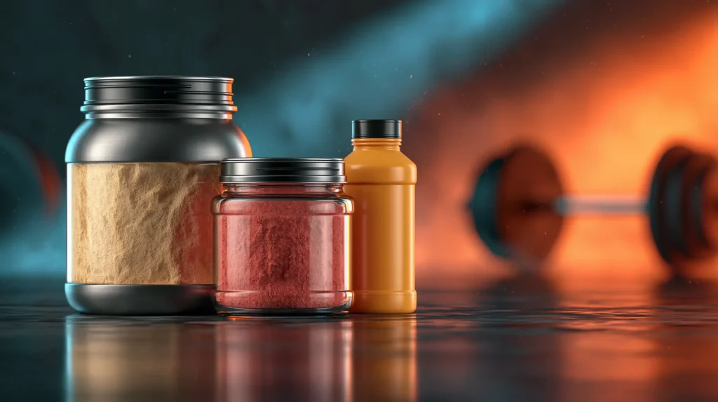 fitness supplements bottles